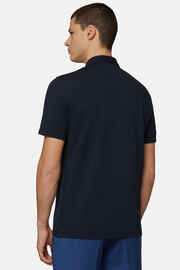 Spring Polo Shirt in Sustainable High-Performance Piqué, Navy blue, hi-res