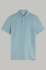Polo in jersey di cotone lino regular fit, Azzurro, hi-res