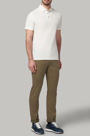 Regular fit linen cotton jersey polo shirt, White, hi-res