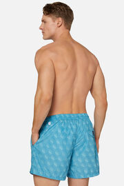 Polka Dot Print Swimsuit, Light Blue, hi-res