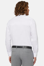 Biała koszula z elastycznej tkaniny bawełnianej z nylonem, fason wyszczuplony, White, hi-res