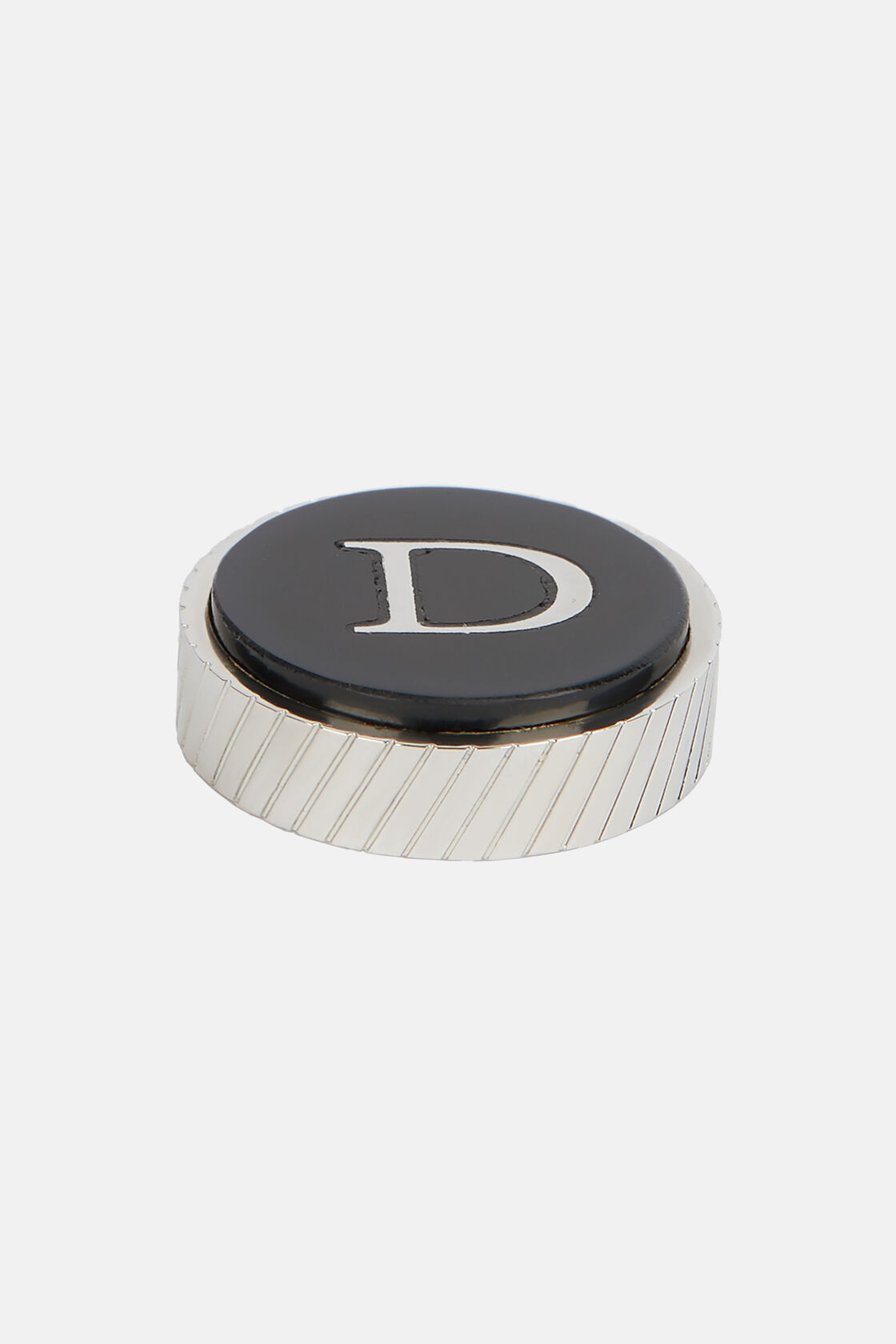Circular letter d for cufflinks, Black, hi-res