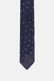 Floral Silk Tie, Navy - Beige, hi-res