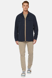 Link Shirt Jacket in Cotton and Lyocell, Navy blue, hi-res