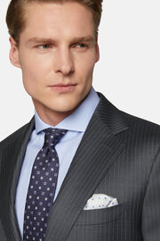 Grey Pinstripe Pure Wool Suit, Grey, hi-res