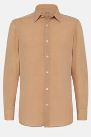 Camicia Arancione In Tencel Lino Regular Fit, Arancione, hi-res