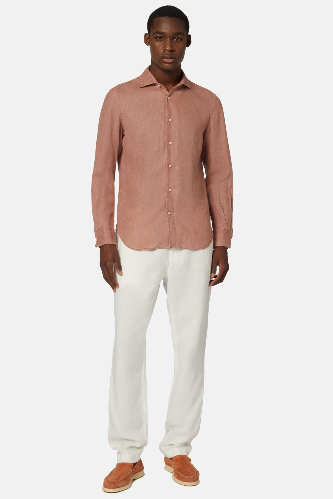 Λινό πουκάμισο με κανονική εφαρμογή, σε κεραμιδί χρώμα, Rot, hi-res
