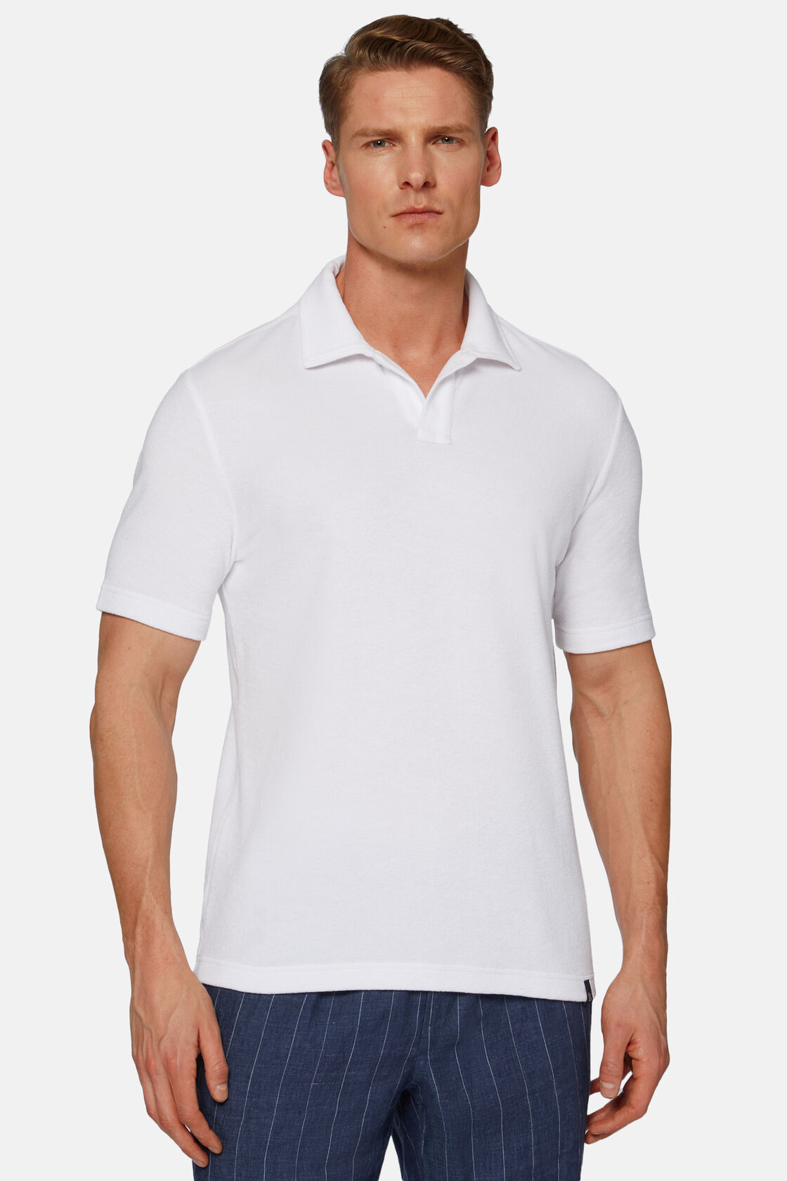 Cotton/Nylon Polo Shirt, White, hi-res