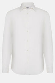 Biała koszula z lnu i tencelu, fason klasyczny, White, hi-res