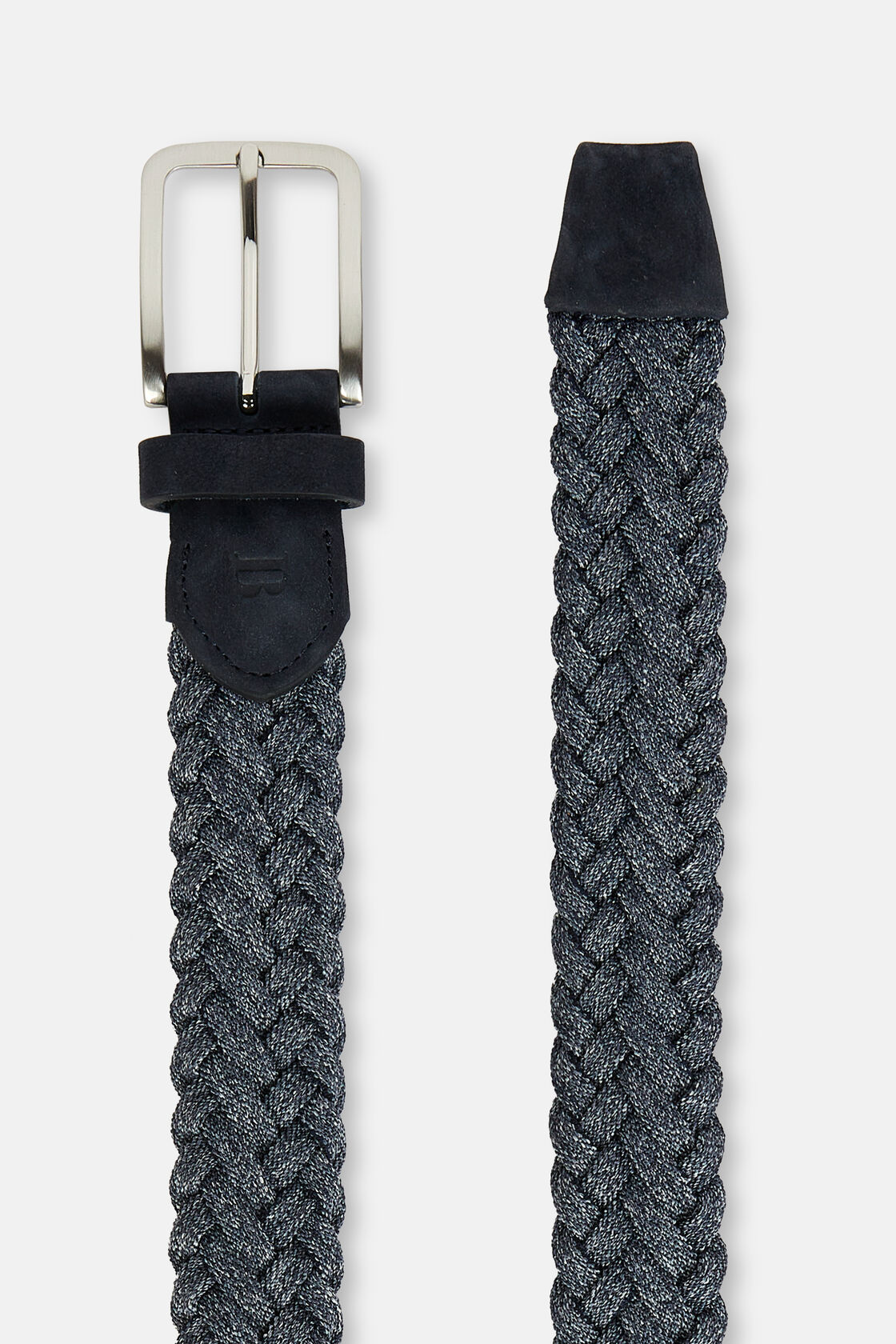Cintura Intrecciata Elasica In Filato Tecnico, Navy, hi-res