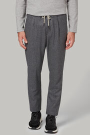 Regular fit pinstripe flannel trousers, Dark Grey, hi-res