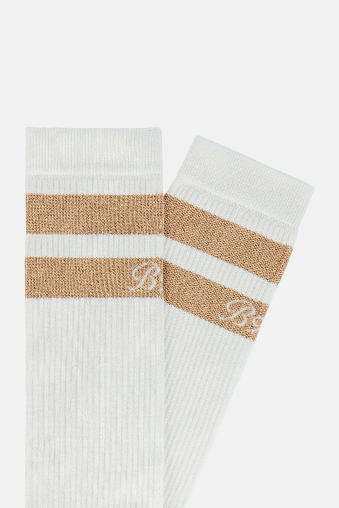 Sokken met dubbele strepen van katoenmix, White, hi-res