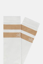 Socken mit doppelten Streifen aus Baumwollgemisch., Weiß, hi-res