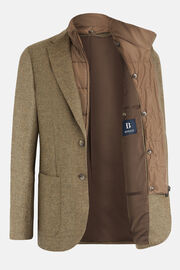 Beige Wool Jacket With Removable Bib, Beige, hi-res