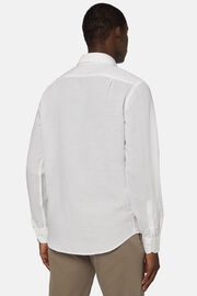 Camisa de linho tencel branca de ajuste regular, White, hi-res