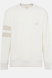 Sweatshirt com decote rente ao pescoço de mistura de algodão orgânico, White, hi-res