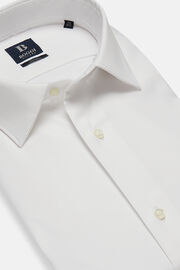Camisa de algodão pinpoint branca de ajuste slim, White, hi-res