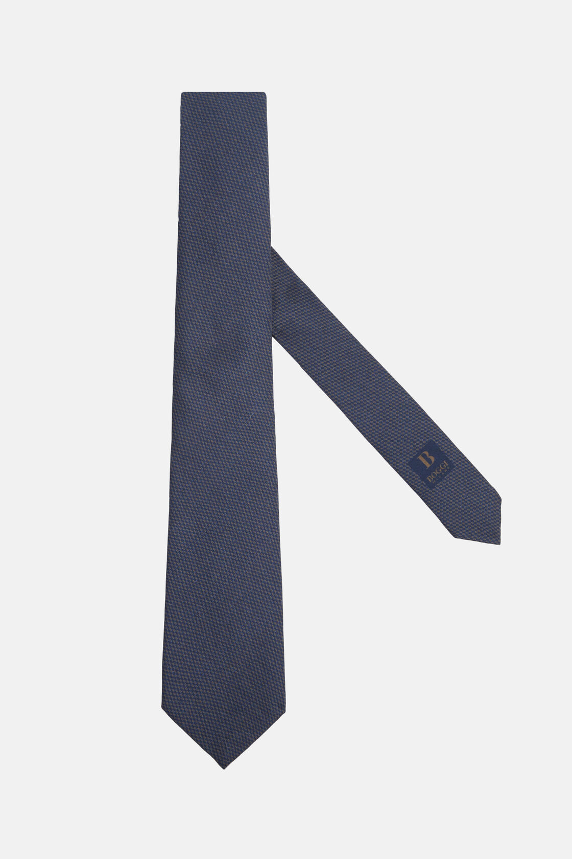 Micro Pattern  Silk Tie, Navy blue, hi-res