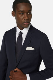 Micro patterned stretch wool jacket, Navy blue, hi-res