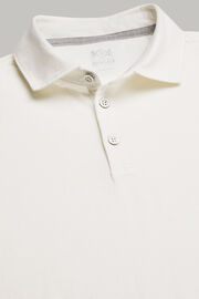 Polo in jersey di cotone lino regular fit, Bianco, hi-res