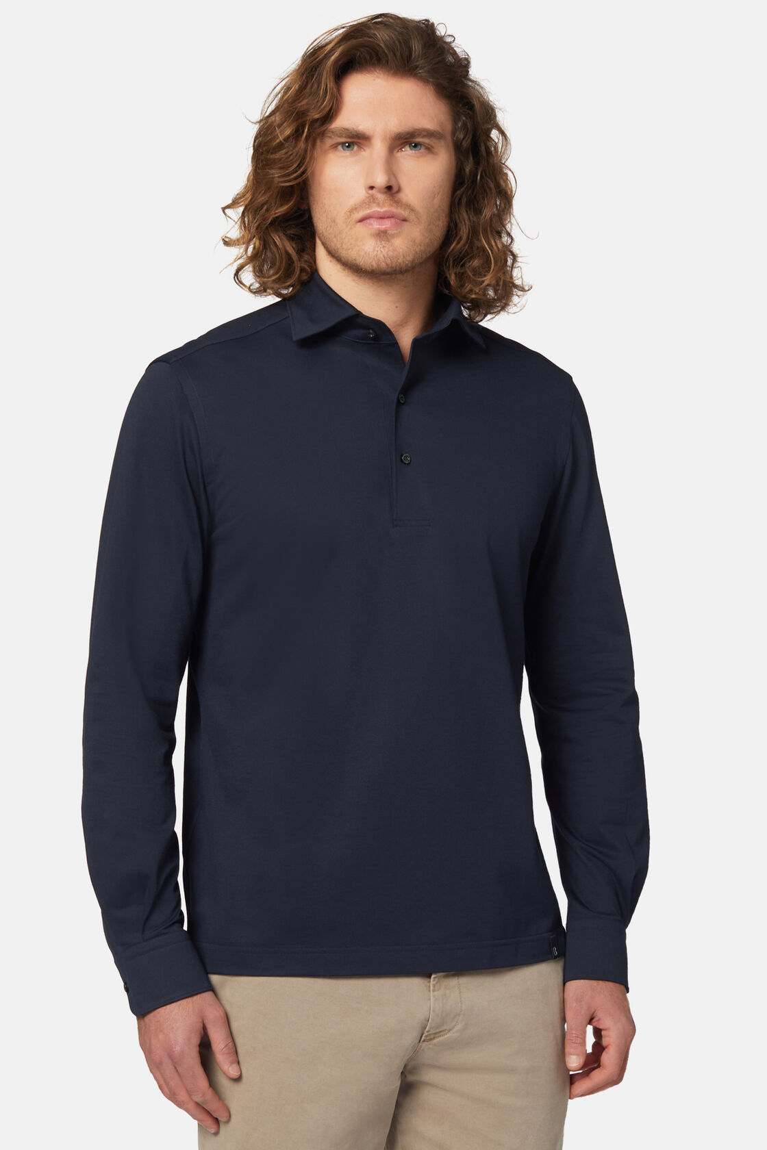 Polo In Jersey Giapponese, NAVY SCURO, hi-res