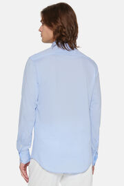 Camisa azul de ajuste slim em algodão e COOLMAX®, Light Blue, hi-res