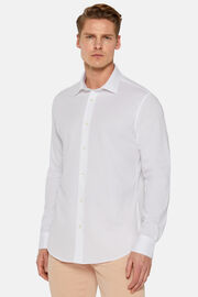 Λευκό βαμβακερό πουκάμισο στενής εφαρμογής από ύφασμα COOLMAX®, White, hi-res