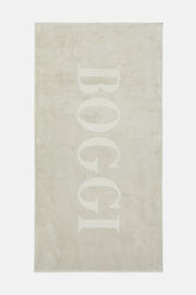 Cotton Beach Towel With Large Logo, Sand, hi-res