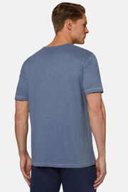 T-Shirt Aus Stretch-Leinen-Jersey, Indigo, hi-res