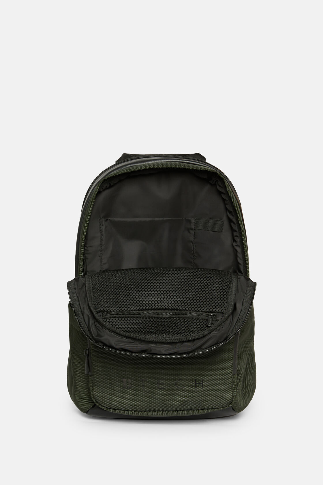 Green Backpack in Recycled Technical Fabric, Military Green, hi-res