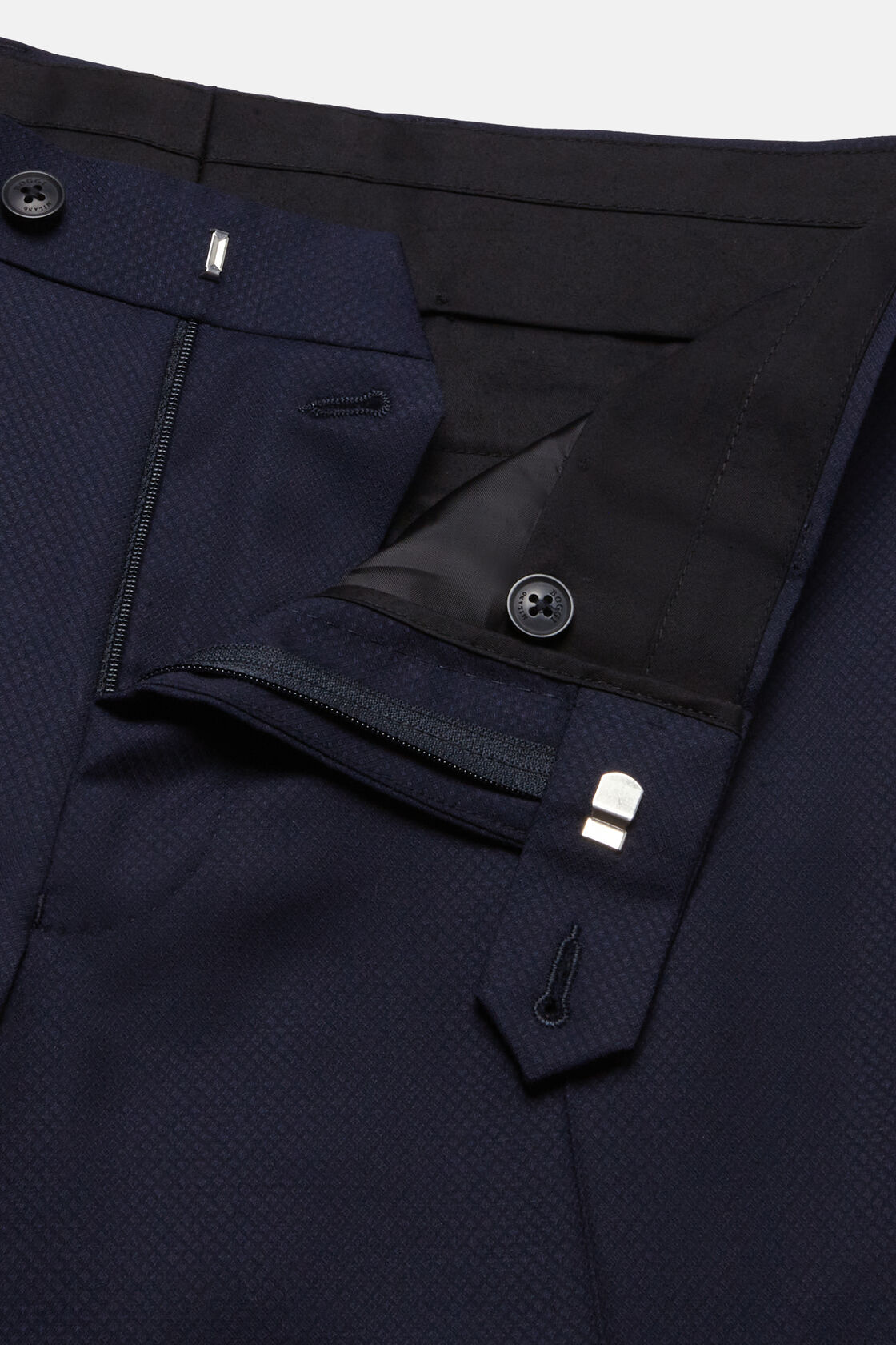 Strukturierter Navyblauer Anzug Aus Woll-Stretch, Navy blau, hi-res