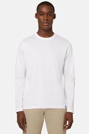 Langärmeliges T-shirt Aus Pimabaumwoll-jersey, Weiß, hi-res