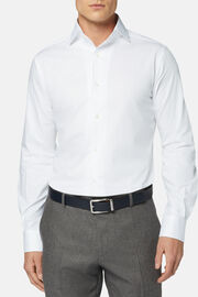 Regular Fit White Cotton Twill Shirt, White, hi-res