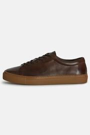 Brown Leather Trainers with Logo, Brown, hi-res