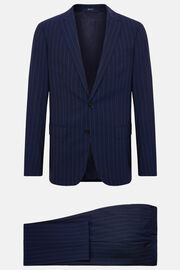 Ριγέ κοστούμι από ελαστικό μαλλί σε μπλε ναυτικό χρώμα, Navy blue, hi-res