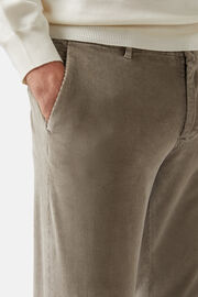 Trousers in Stretch Velvet, Brown, hi-res