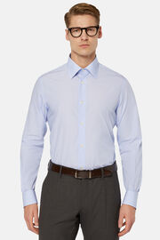 Camicia A Righe Azzurre In Cotone Regular Fit, Azzurro, hi-res
