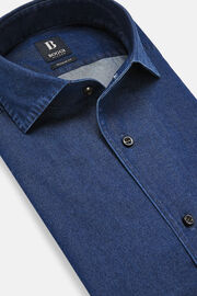 Βαμβακερό τζιν πουκάμισο κανονικής εφαρμογής, Blue, hi-res