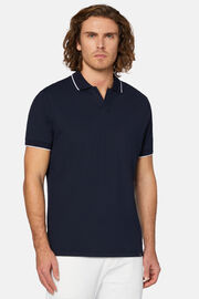High-Performance Piqué Polo Shirt, Navy blue, hi-res
