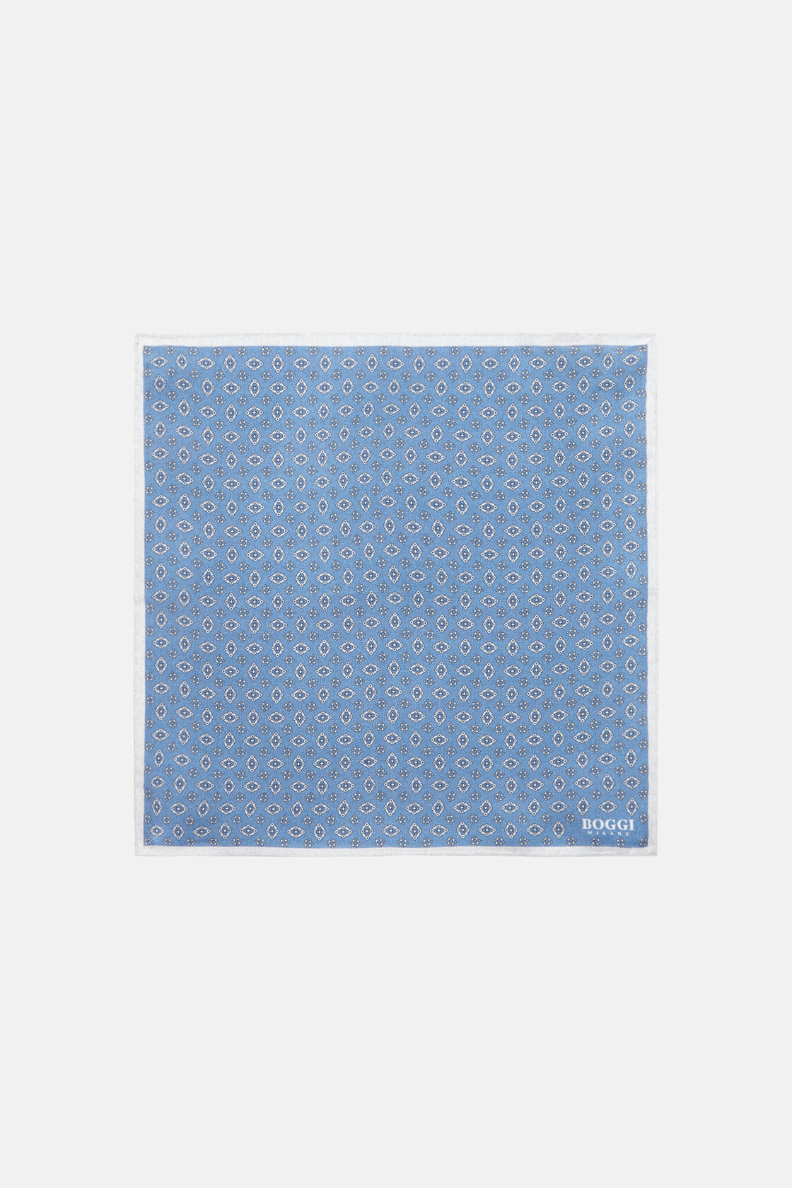 Patterned Silk Pocket Square, Blue, hi-res