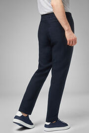 trousers linen tencel with coulisse , Blue, hi-res