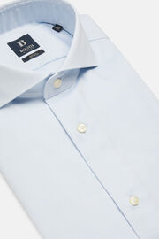 Camisa azul en pin point de algodón slim fit, Azul claro, hi-res