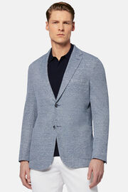 Light Blue Melange Linen Cotton B Jersey Jacket, Light Blue, hi-res