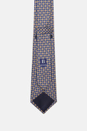 Gravata de seda com padrão de medalhões, Blue, hi-res