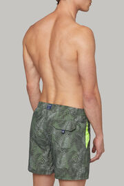 Blue Camouflage Print Swimming Trunks, Green, hi-res