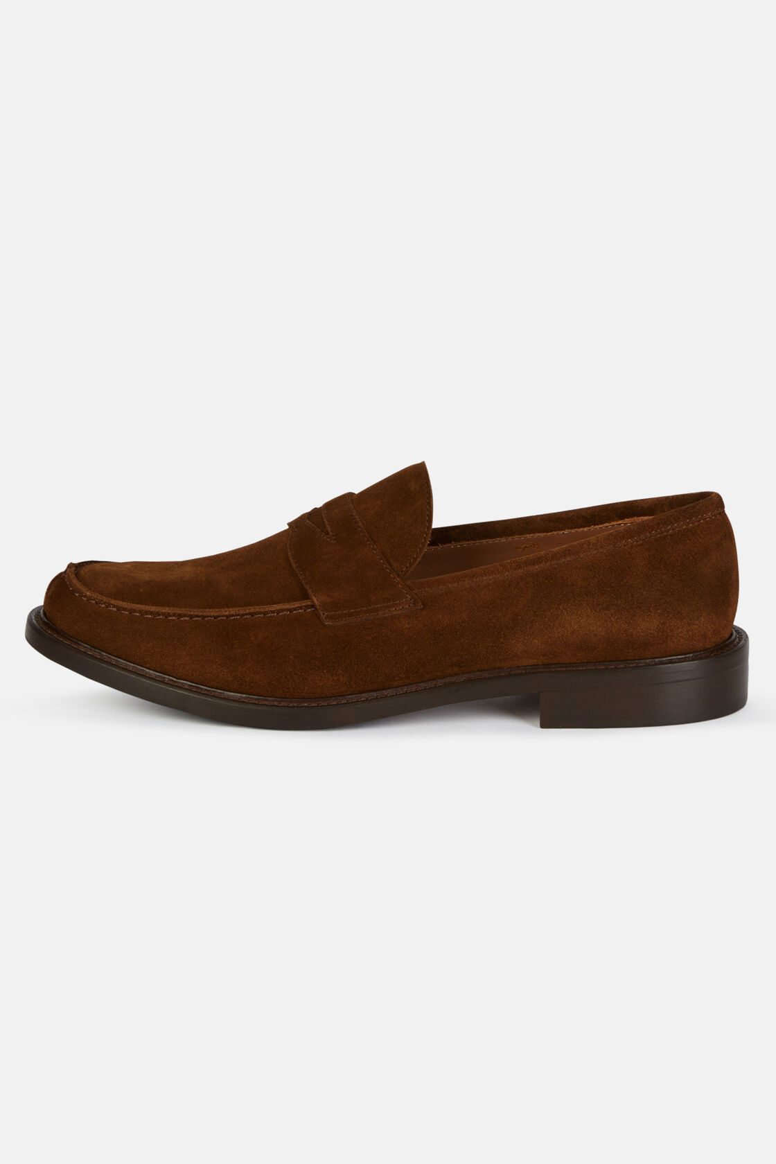 Suede Leather Loafers, Brown, hi-res