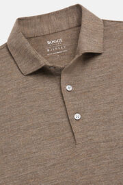 Regular Fit Merino Jersey Long-Sleeved Polo Shirt, Taupe, hi-res