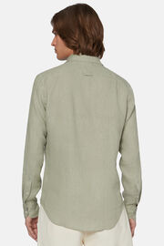 Λινό πουκάμισο με κανονική εφαρμογή, σε χακί χρώμα, Military Green, hi-res