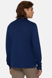 Szűk szabású pólóing Filo Di Scozia pique anyagból, Royal blue, hi-res