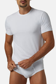 T-shirt Aus Elastischem Baumwolljersey, Weiß, hi-res
